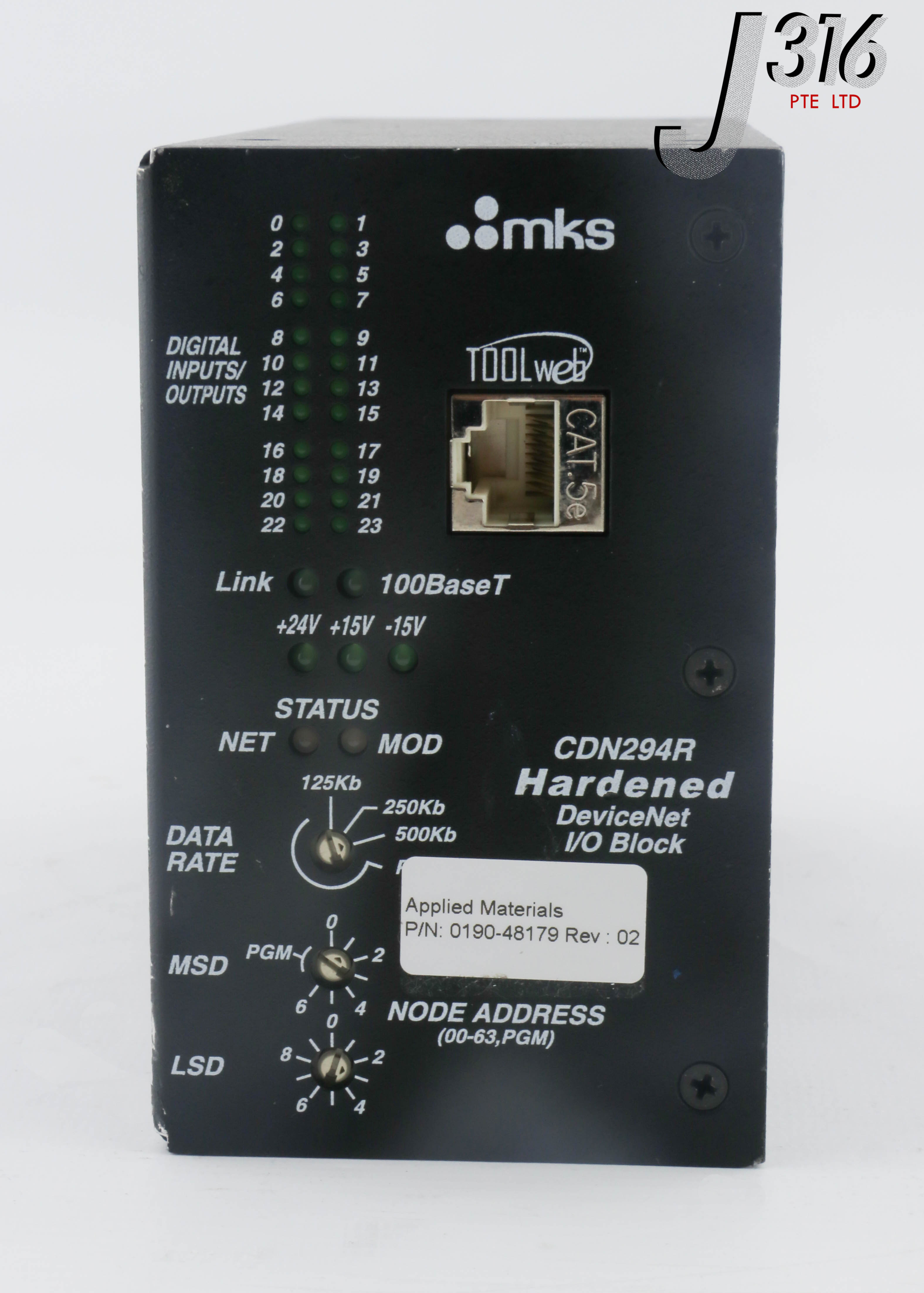 26287 MKS HARDENED DEVICENET I/O BLOCK, AS01294-05, AMAT 0190